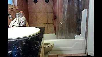 webcam shower on big screen of sorority house